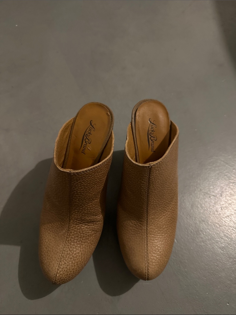 Lucky Brand Brown Leather Slip-On Mule Clogs